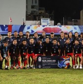 नेपाली राष्ट्रिय फुटबल टोलीलाई काठमाडौंमा खेलकुद मन्त्रीले गरे स्वागत