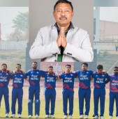 नेपाली राष्ट्रिय क्रिकेट टोलीलाई सांसद गिरीले दिए बधाई