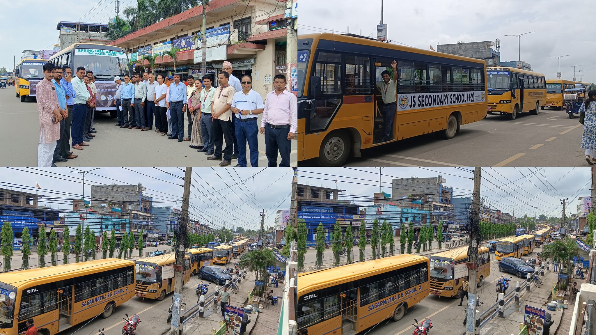 प्याब्सनद्वारा नेपालगञ्जमा स्कुल बस एक साथ सडकमा उतारेर विरोध प्रदर्शन