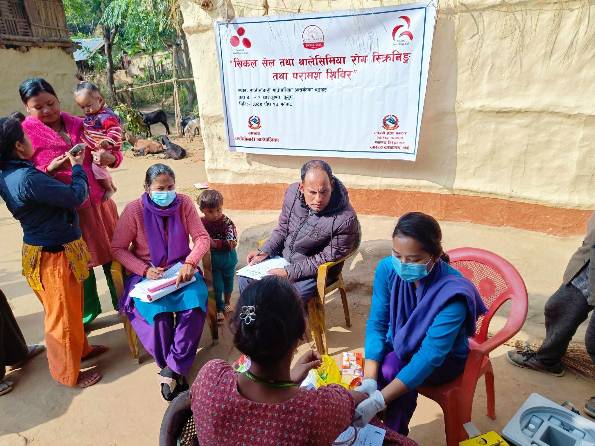 सिकलसेल र थालेसिमिया पहिचान गर्न राप्तीसोनारीमा रक्त नमुना संकलन