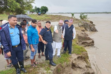 नरैनापुरको बाढी प्रभावित क्षेत्रको अनुगमन