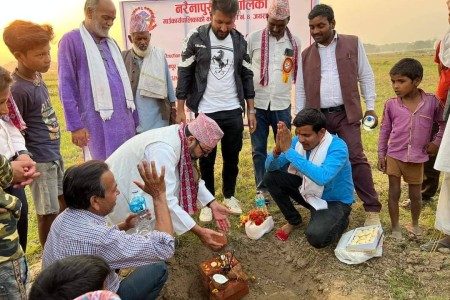 नरैनापुरको जयरामपुर्वामा बन्ने १५ शैयाको अस्पताल शिलान्यास