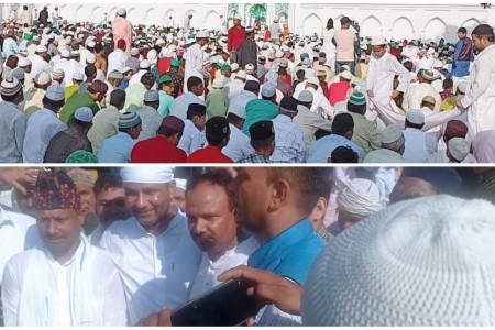 नेपालगञ्ज विपी चोकस्थित इदगाहमा मुस्लिमहरुले पढे सामूहिक नमाज