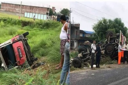 बाँकेमा तीन सवारी साधन एकसाथ ठोक्किए, १ को मृत्यु, ९ घाइते