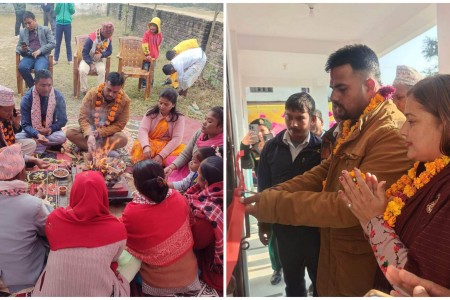 विद्यालय भवन बनाउन भूमीपुजन, आधारभूत स्वास्थ्य केन्द्र पनि उद्घाटन
