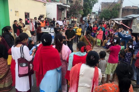 नेपालगञ्जमा विपद जोखिम न्यूनीकरण सम्बन्धि सडक नाटक देखाइँदै