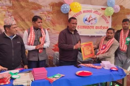 अध्यक्ष पौडेलद्वारा राप्तीसोनारीमा नवनिर्मित सरस्वती मन्दिरको उद्घाटन