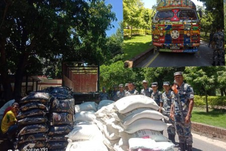 सशस्त्र प्रहरीले बाँकेबाट बरामद गर्यो ट्रकसहित ५९ लाख बढीको अवैध सामग्री