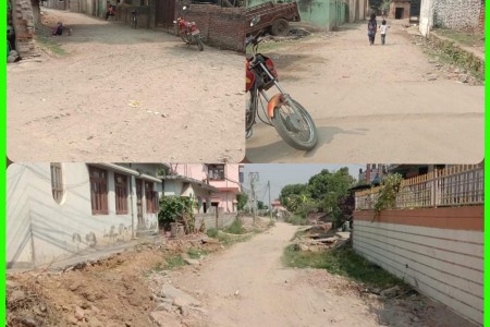 नेपालगन्ज १८ मा विकासका नाममा स्थानीयको पर्खाल भत्काएर अलपत्र ,स्थानीयबासी रुष्ट