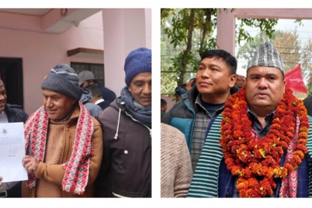राष्ट्रियसभाका लागि कांग्रेसका आचार्य र एमालेका दसौदीले गरे मनोनयन गर्ता