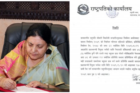 सात दिनभित्र सरकार गठनका लागि राष्ट्रपतिको आह्वान