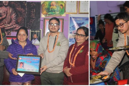आफ्नो जन्मदिनमा कार्तिकले आश्रमका बुवाआमालाई खाना खुवाए