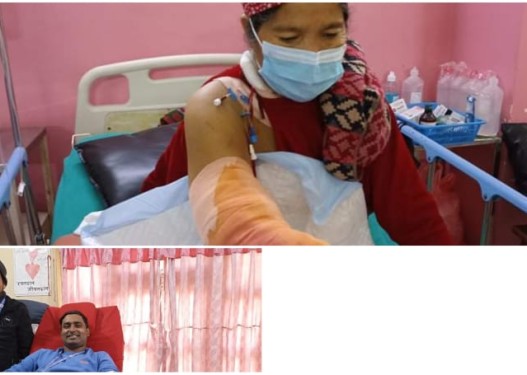 हात भाँचिएकी घाइते महिलालाई जागेश्वरद्वारा रगतदान