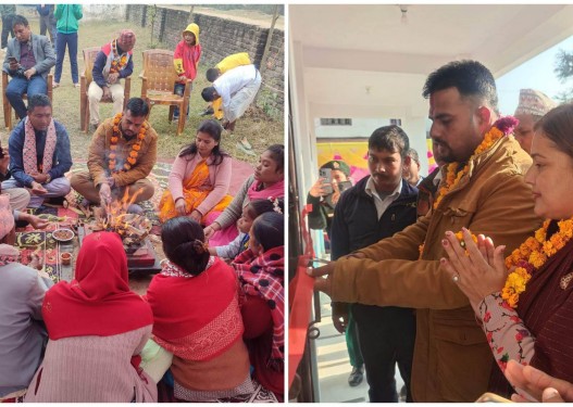 विद्यालय भवन बनाउन भूमीपुजन, आधारभूत स्वास्थ्य केन्द्र पनि उद्घाटन