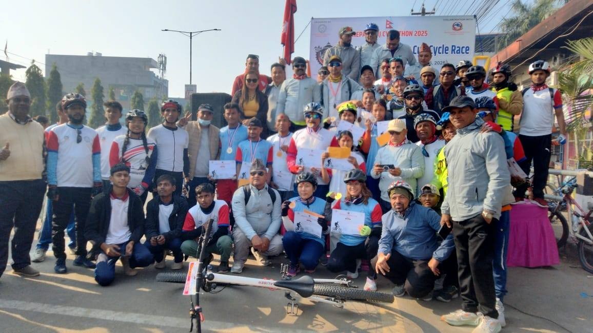 आठौं मेयर कप राष्ट्रिय साइकल दौडको उपाधि काभ्रेका खरेलले जिते