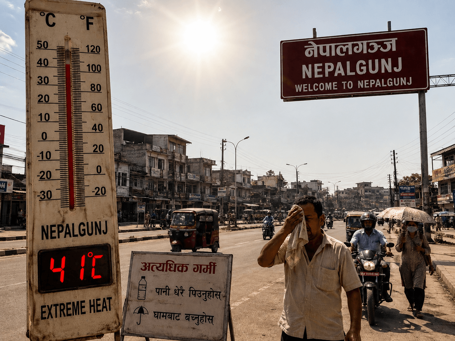 चर्को गर्मी र तातो हावाले बाँकेको जनजीवन प्रभावित, तापक्रम ४० डिग्री माथि