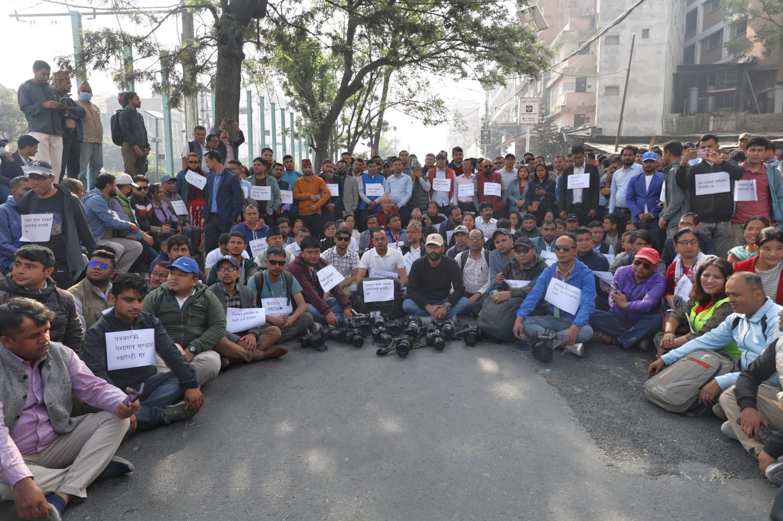 आन्दोलनमा पत्रकार मारिएको घटनामा विरोध प्रदर्शन