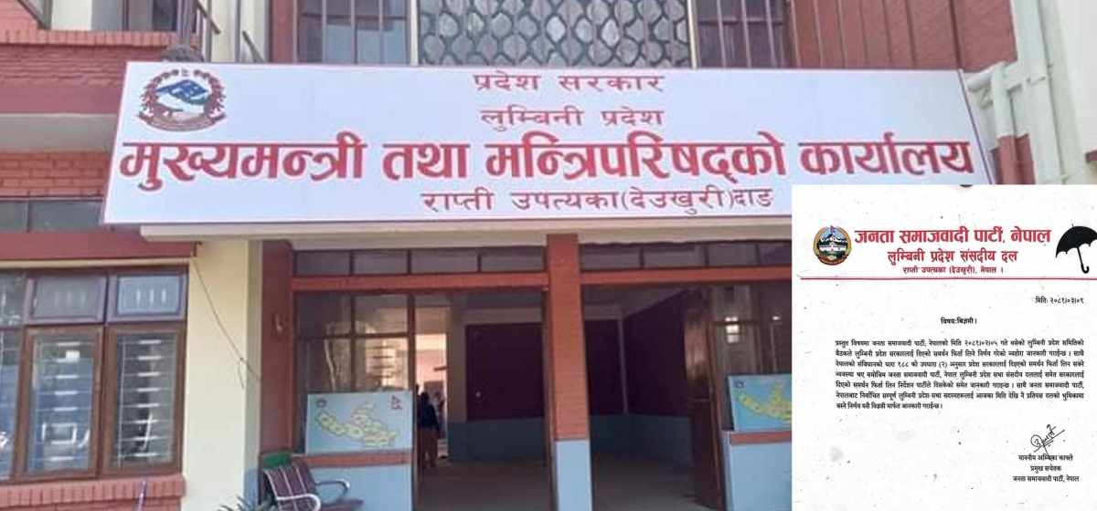 जसपा नेपालद्वारा लुम्बिनी सरकारलाई दिएको समर्थन फिर्ता